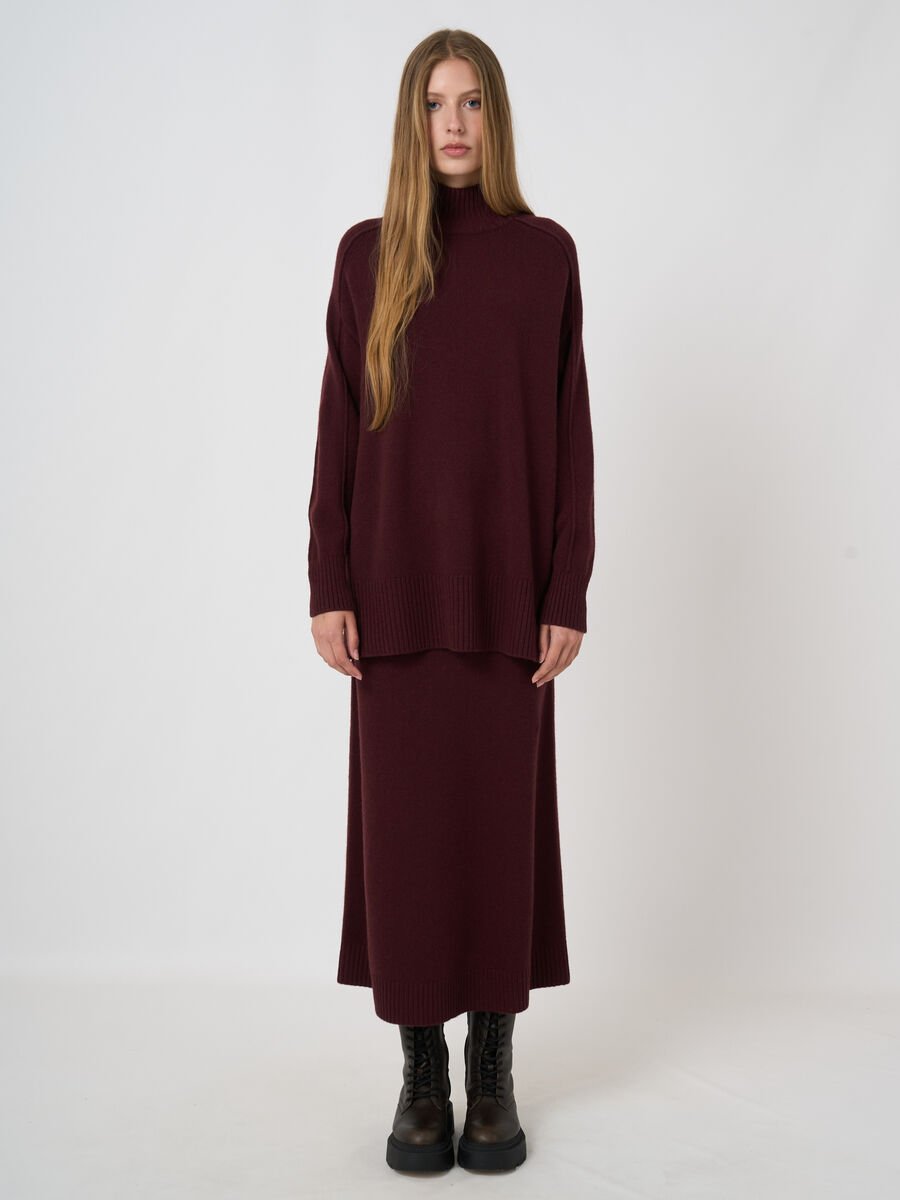 Langer Pullover aus italienischer Lammwolle mit Mock Neck image number 3