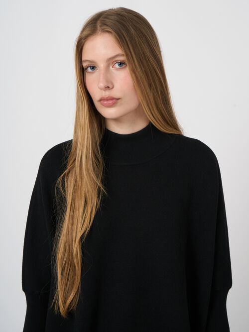 Extra-Fine Merino Wool Sweater with Stand Collar