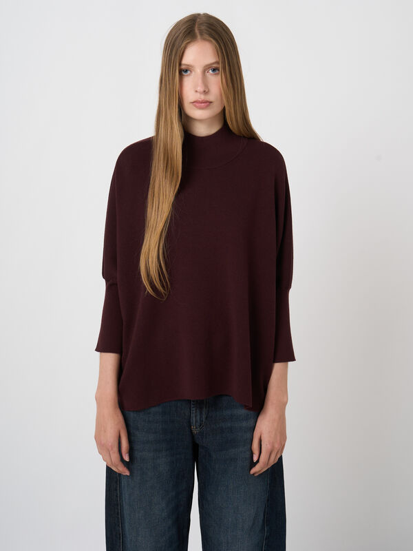 Extra-Fine Merino Wool Sweater with Stand Collar image number 0