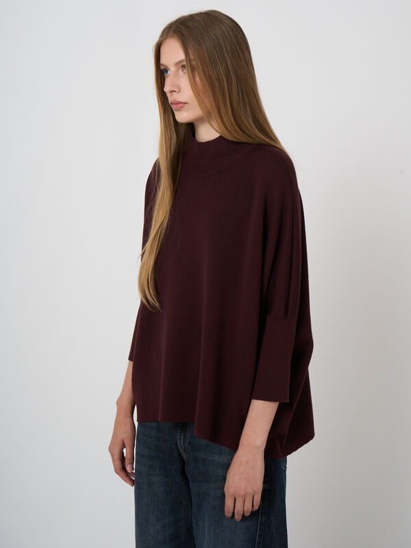 Extra-Fine Merino Wool Sweater with Stand Collar image number 1