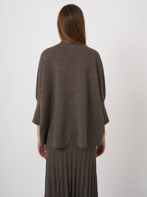Extra-Fine Merino Wool Sweater with Stand Collar