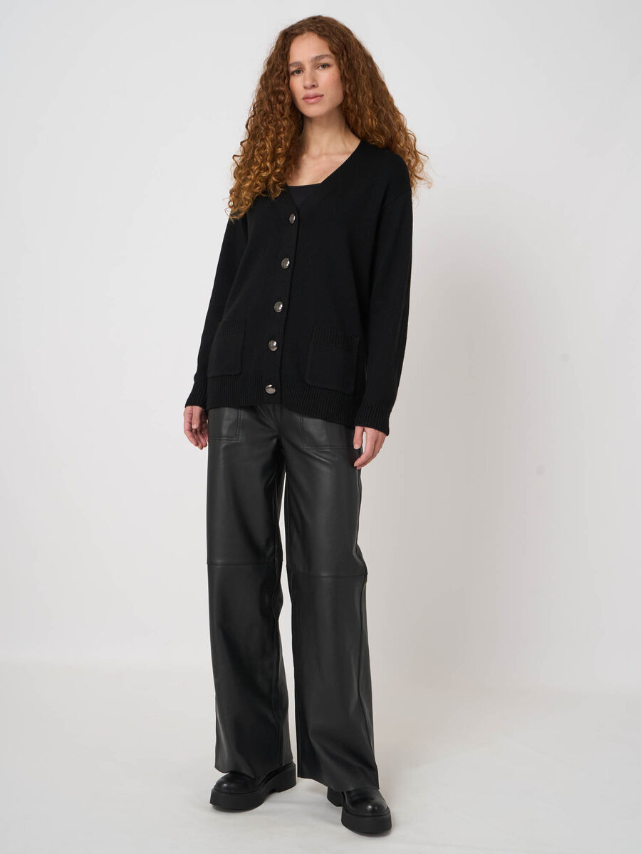 Cardigan oversize en m&eacute;rinos &agrave; boutons m&eacute;talliques image number 2