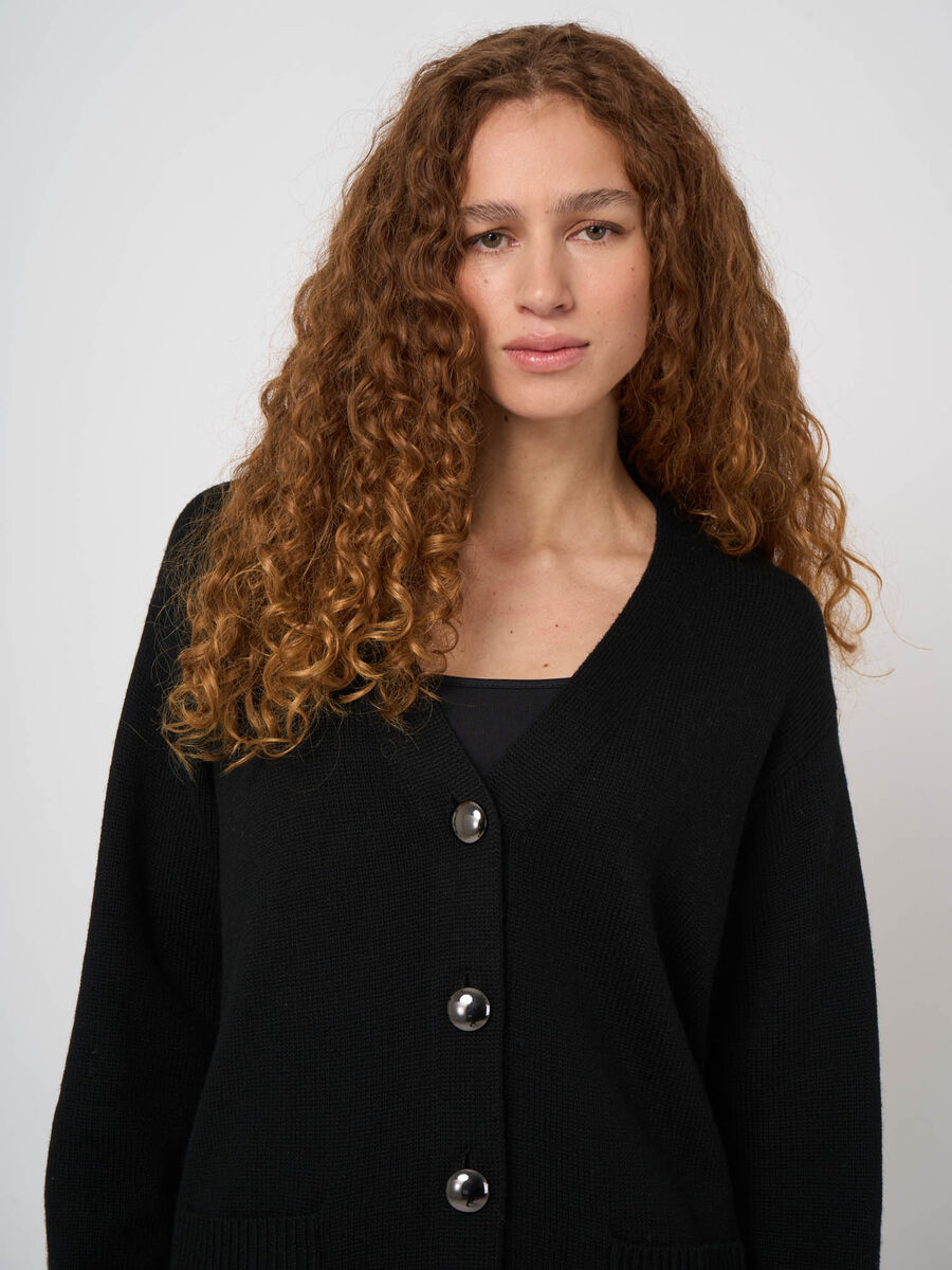 Cardigan oversize en m&eacute;rinos &agrave; boutons m&eacute;talliques image number 3