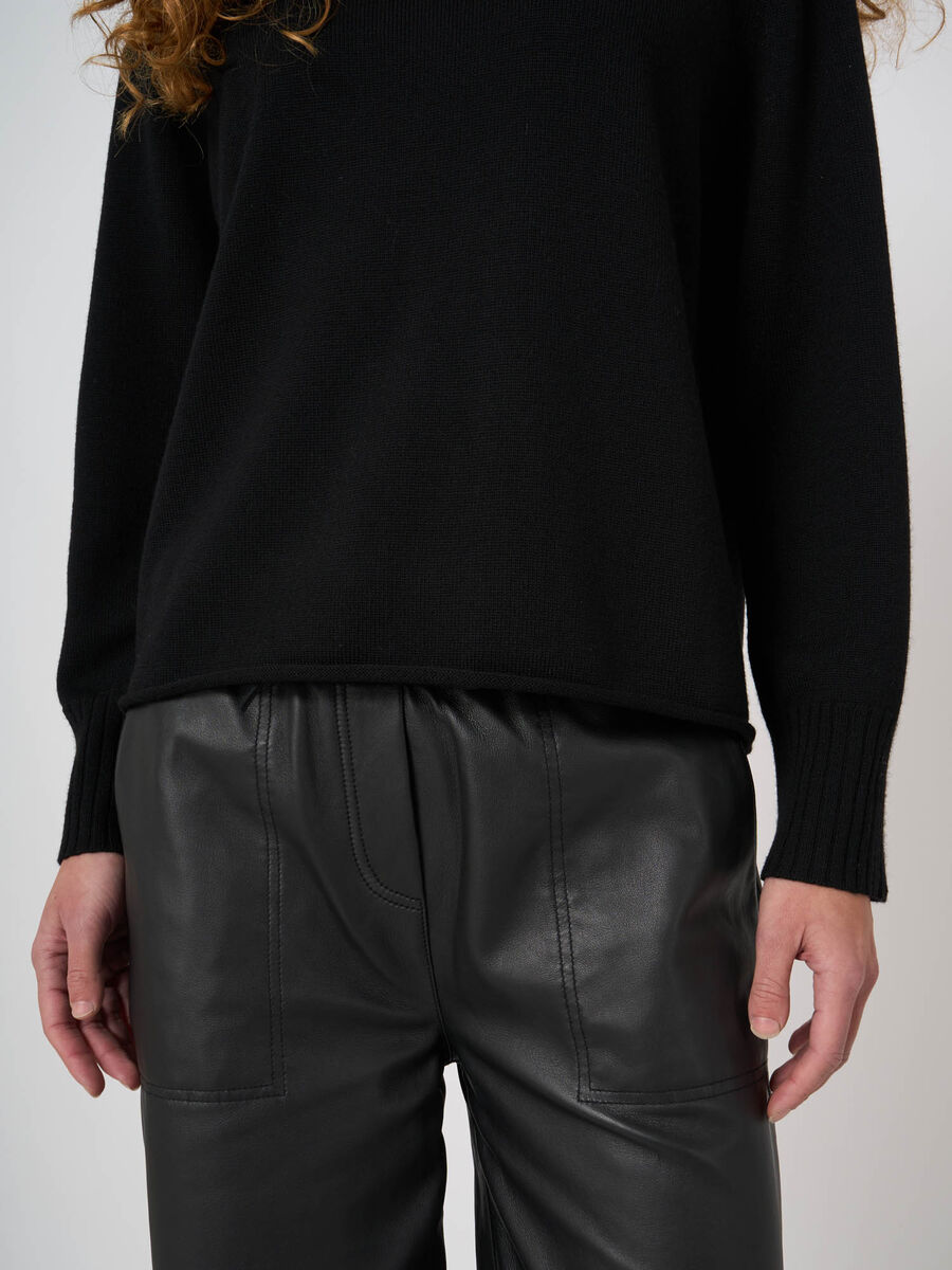 Extra-Fine Merino Sweater with Ribbed Mock Neck image number 1