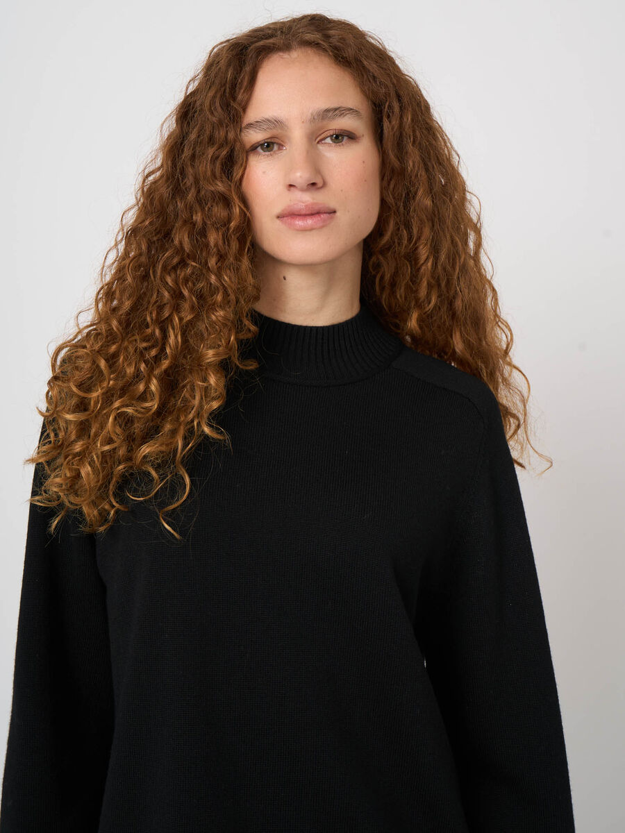 Extra-Fine Merino Sweater with Ribbed Mock Neck image number 3