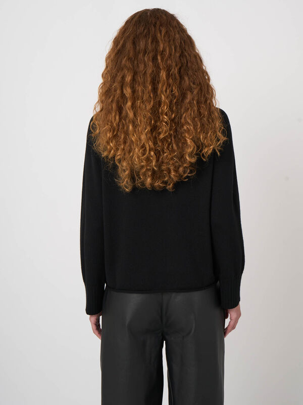Extra-Fine Merino Sweater with Ribbed Mock Neck image number 4
