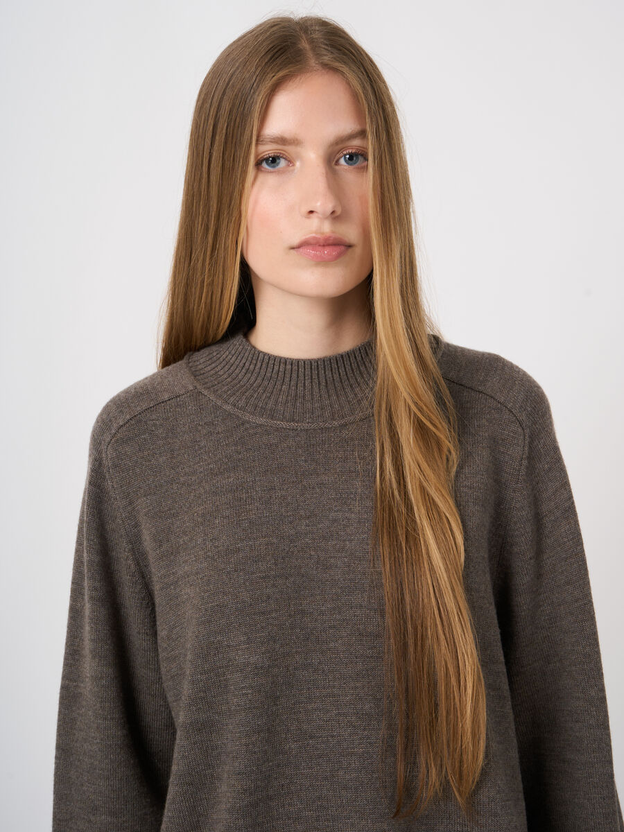 Extra-Fine Merino Sweater with Ribbed Mock Neck image number 1