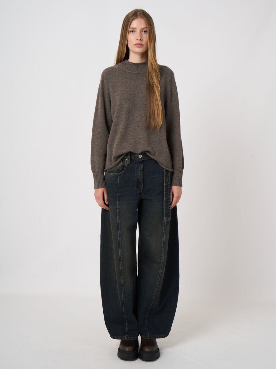Extra-Fine Merino Sweater with Ribbed Mock Neck image number 2