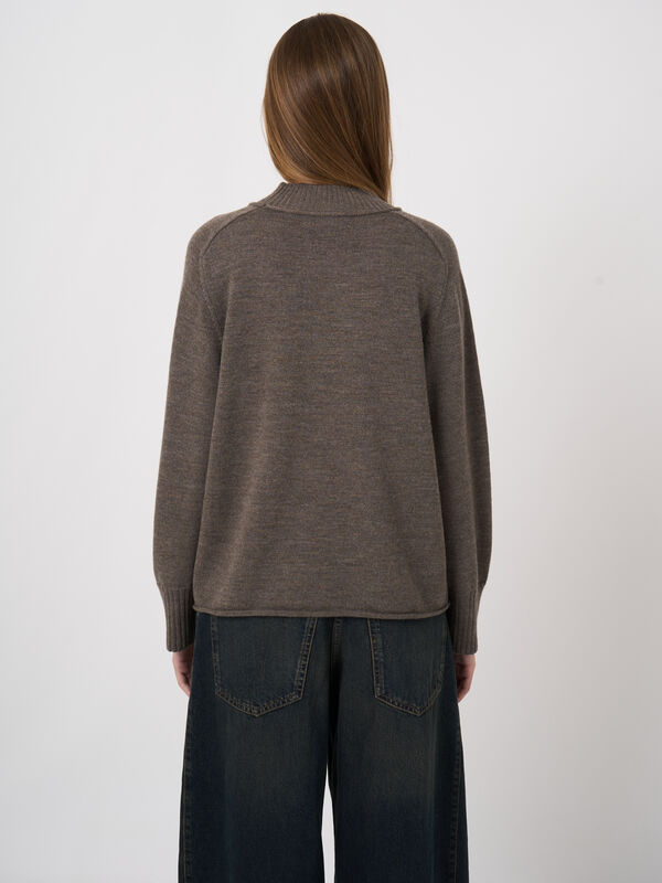 Extra-Fine Merino Sweater with Ribbed Mock Neck image number 3