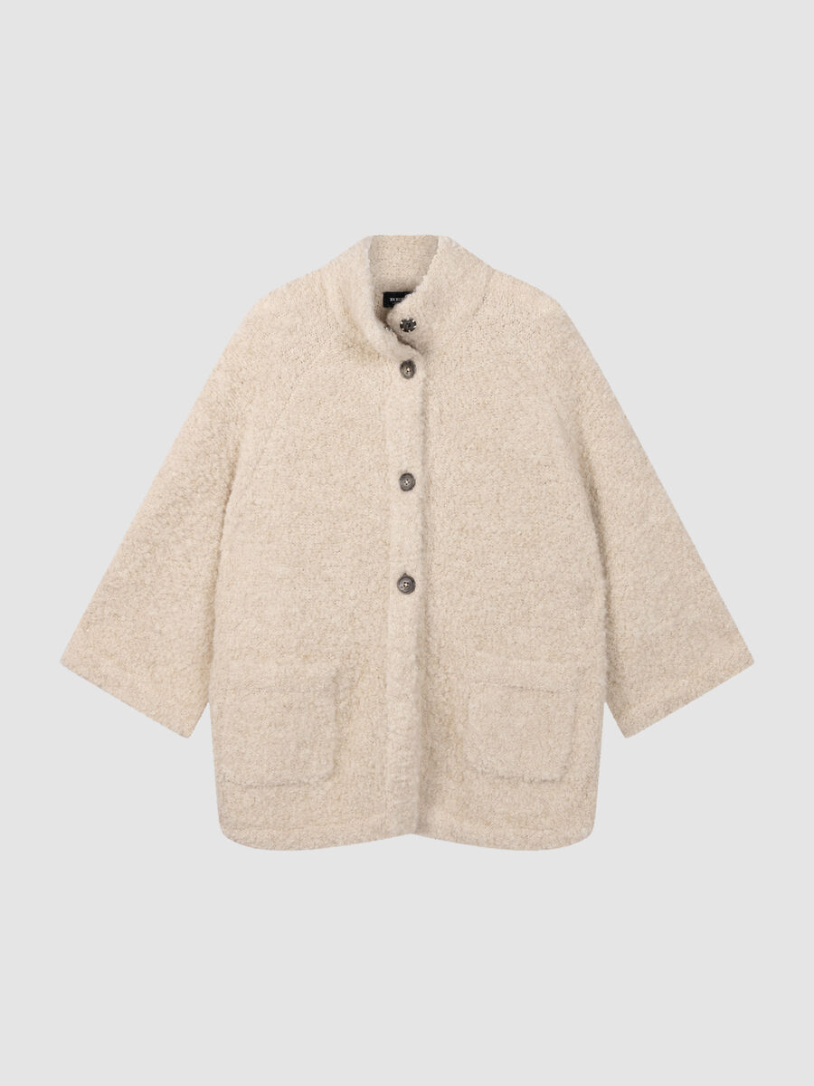 Cardigan-veste oversize en boucl&eacute; alpaga-laine image number 5