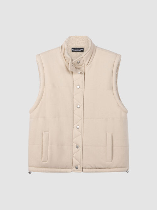 Wool-Cashmere Quilted Vest with Boucl&eacute; Interior
