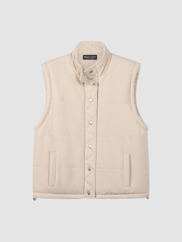 Wool-Cashmere Quilted Vest with Boucl&eacute; Interior image number 0