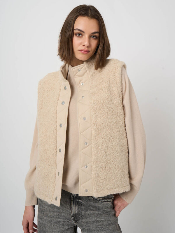 Wool-Cashmere Quilted Vest with Boucl&eacute; Interior image number 2