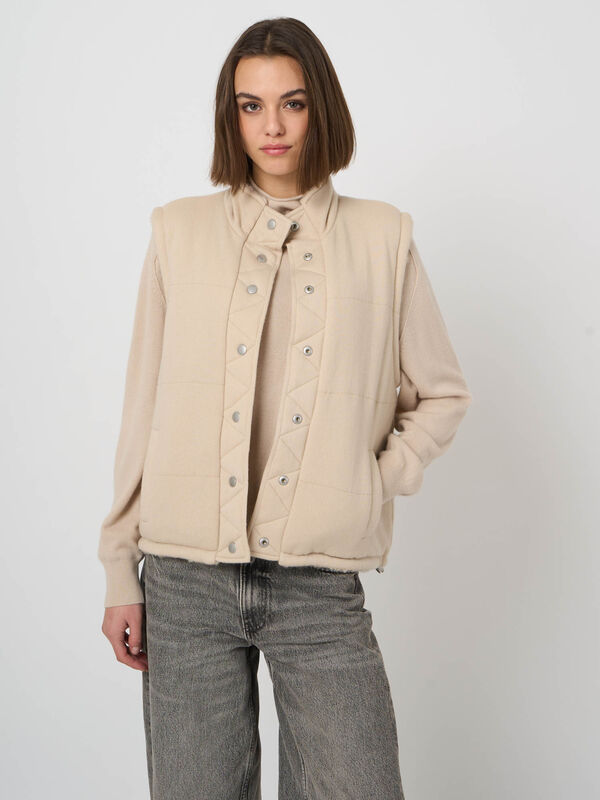 Wool-Cashmere Quilted Vest with Boucl&eacute; Interior image number 3
