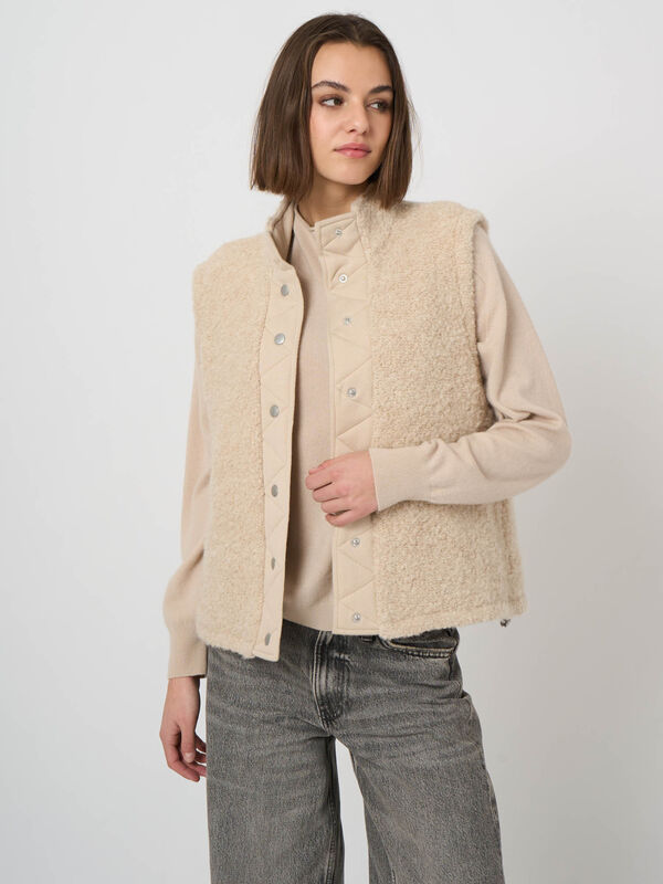 Wool-Cashmere Quilted Vest with Boucl&eacute; Interior image number 4