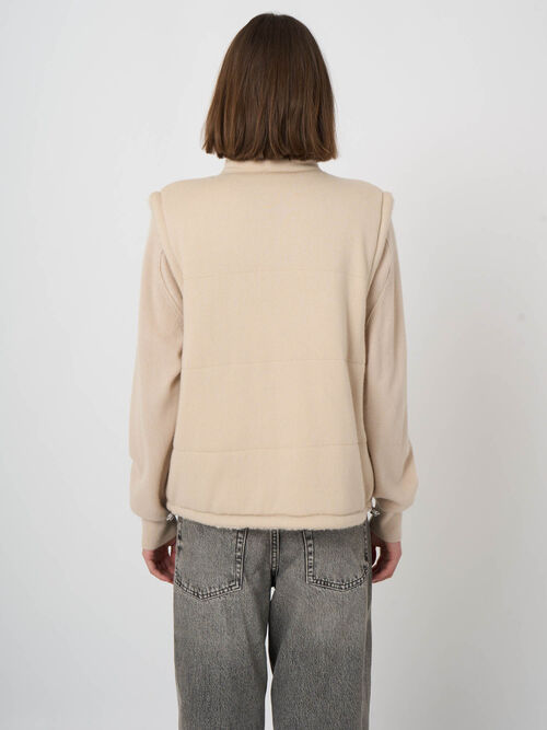 Wool-Cashmere Quilted Vest with Boucl&eacute; Interior
