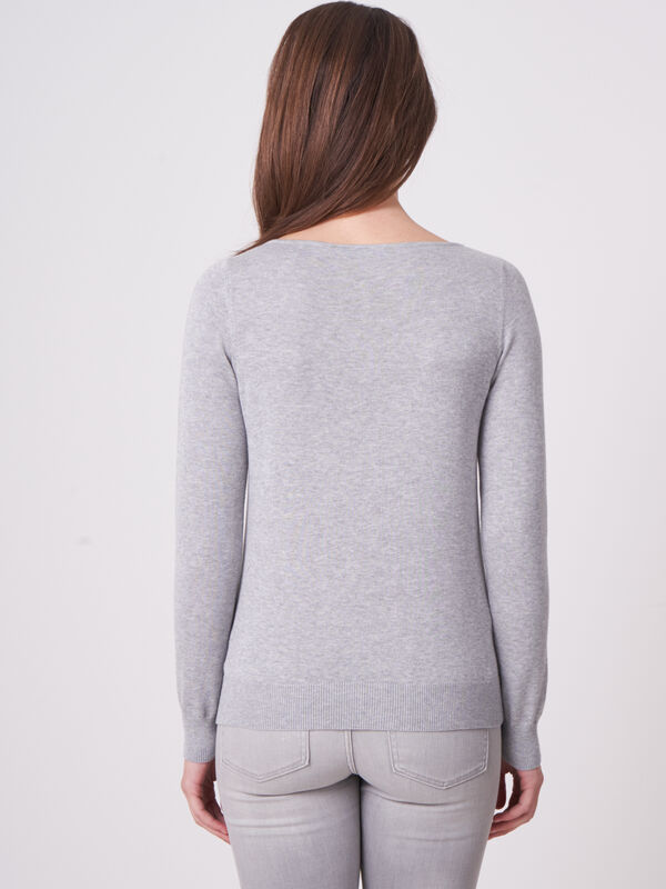 Basic Pullover mit U-Boot-Ausschnitt aus Baumwollmischung image number 1