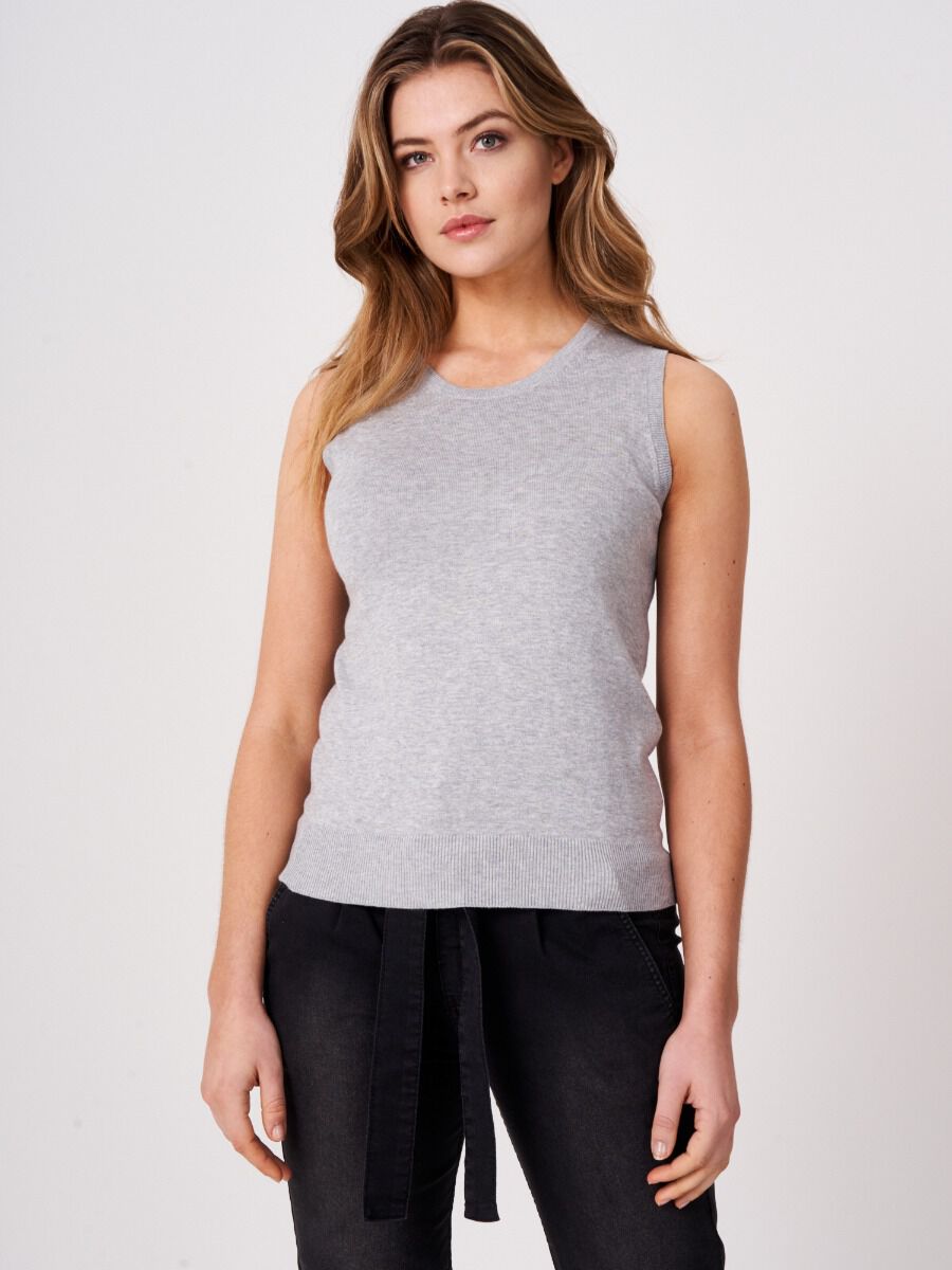 Basic cotton blend knitted tank top image number 0