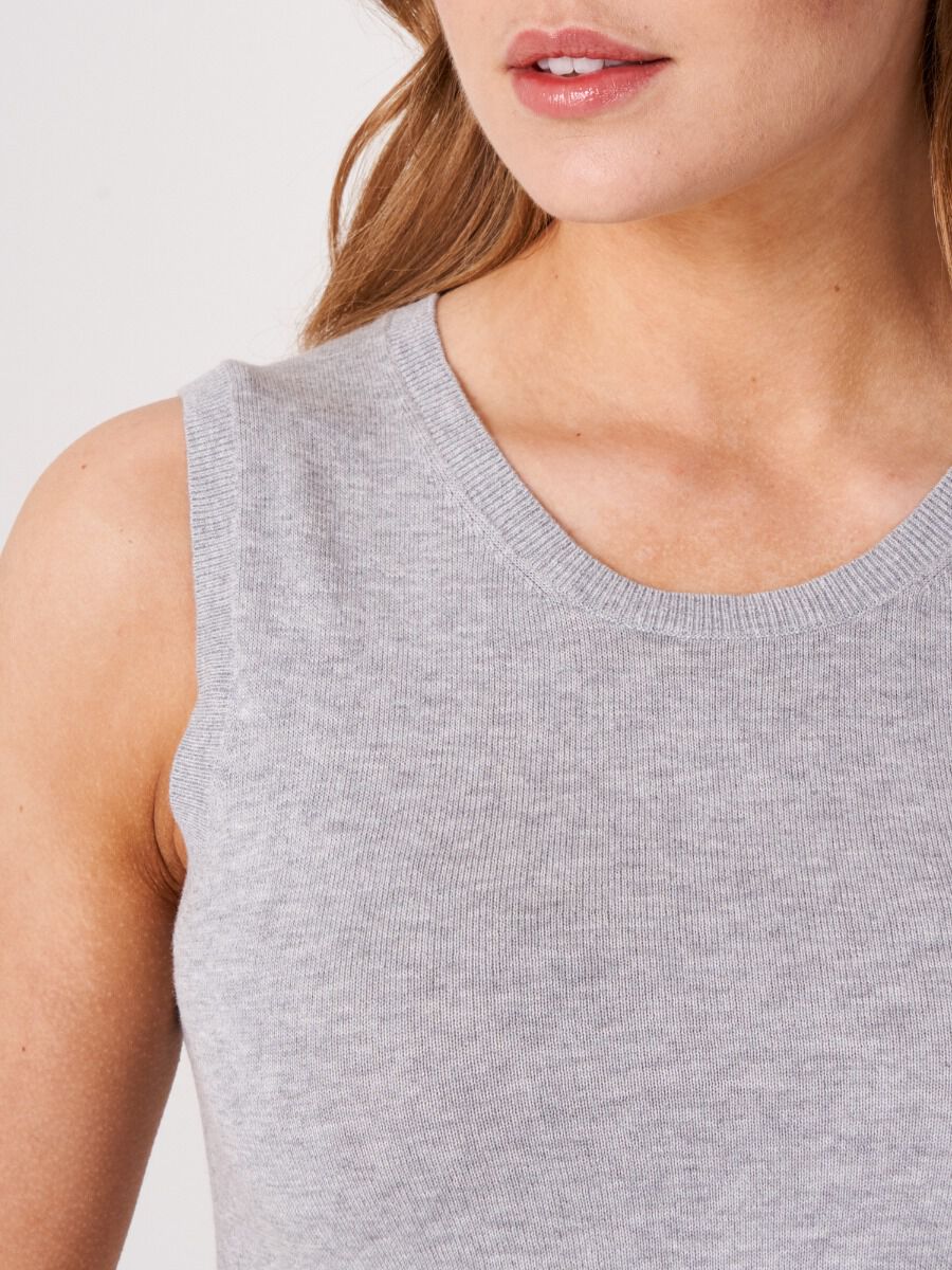 Basic cotton blend knitted tank top image number 2