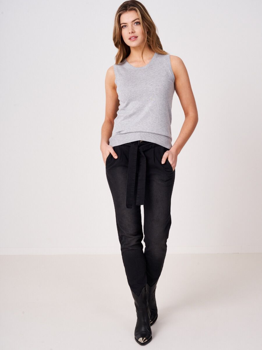 Basic cotton blend knitted tank top image number 3