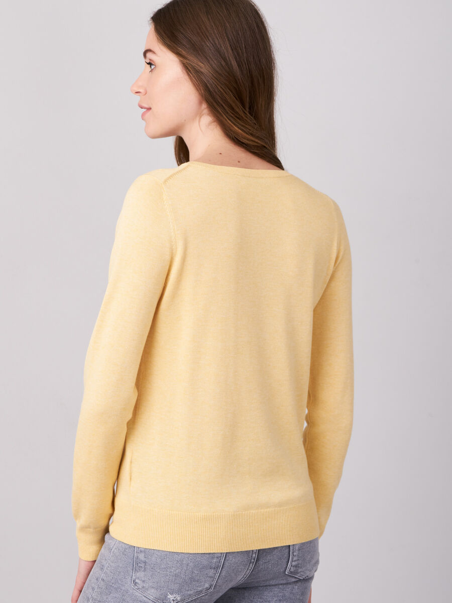 Basic cotton blend V-neck sweater image number 1