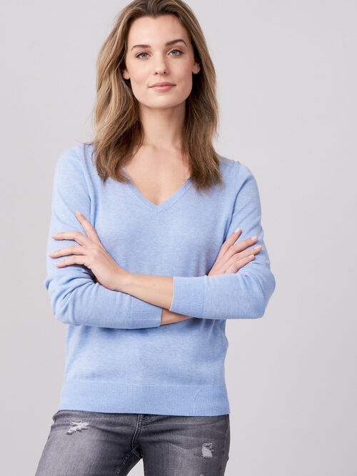 Basic cotton blend V-neck sweater
