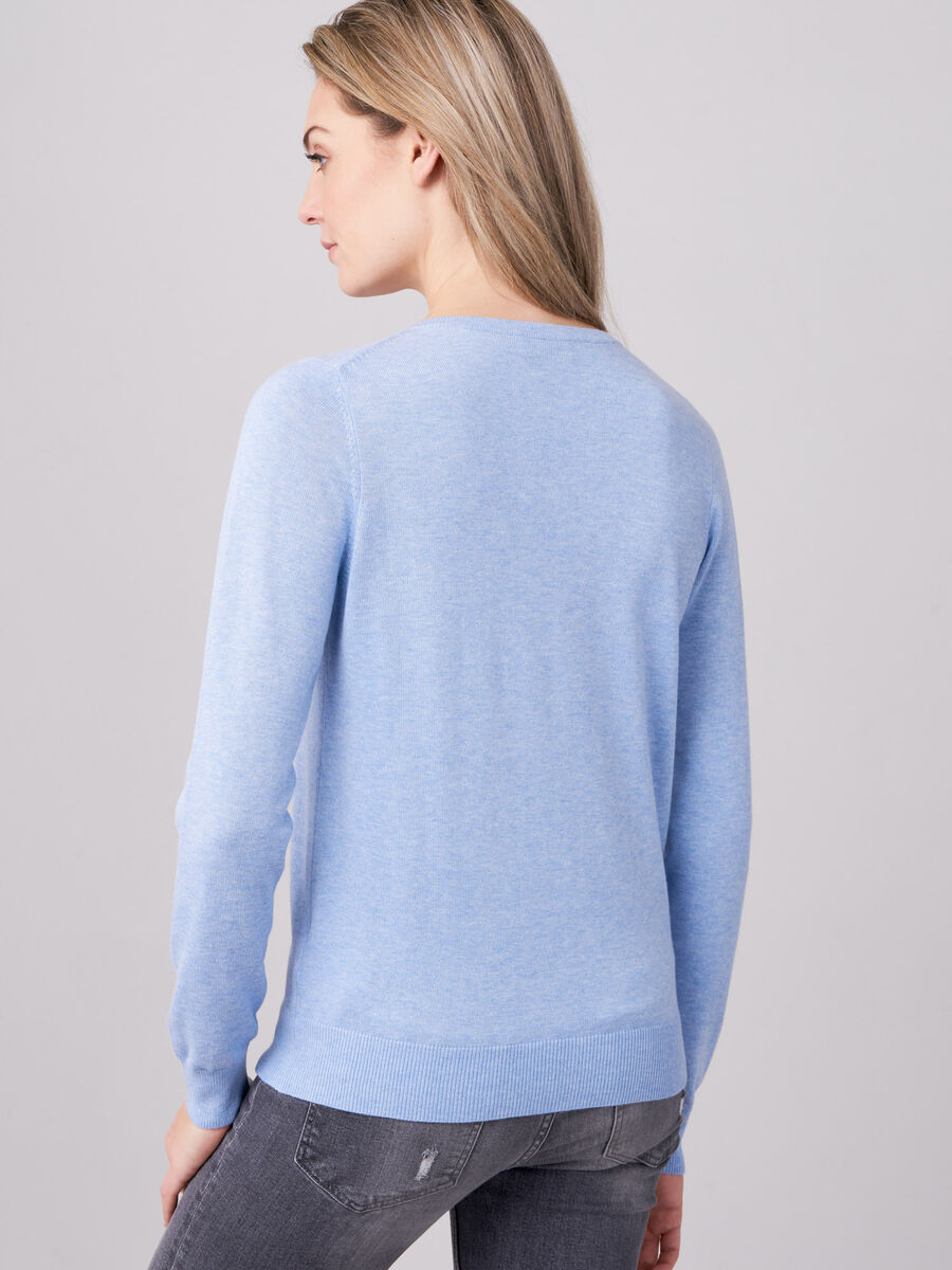 Basic cotton blend V-neck sweater image number 1