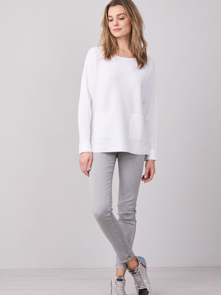 Boat neck sweater with pockets image number 3