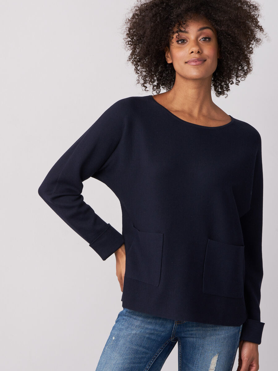 Boat neck sweater with pockets image number 8