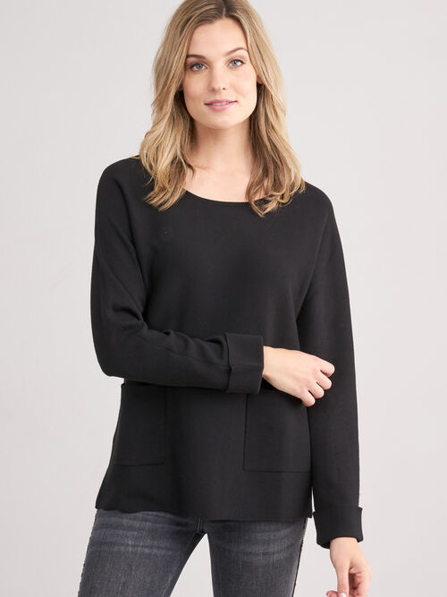 Boat neck sweater with pockets