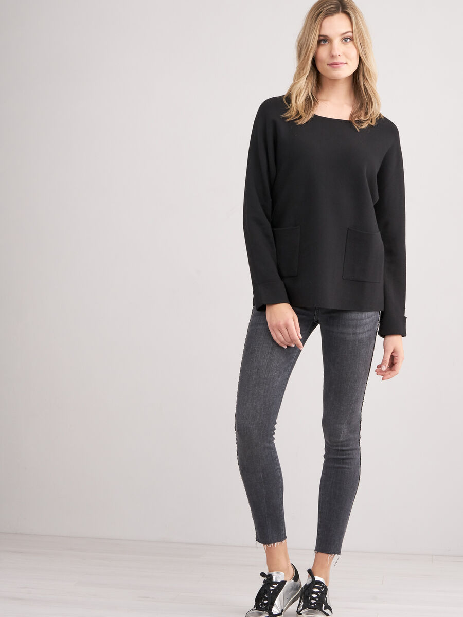 Boat neck sweater with pockets image number 3