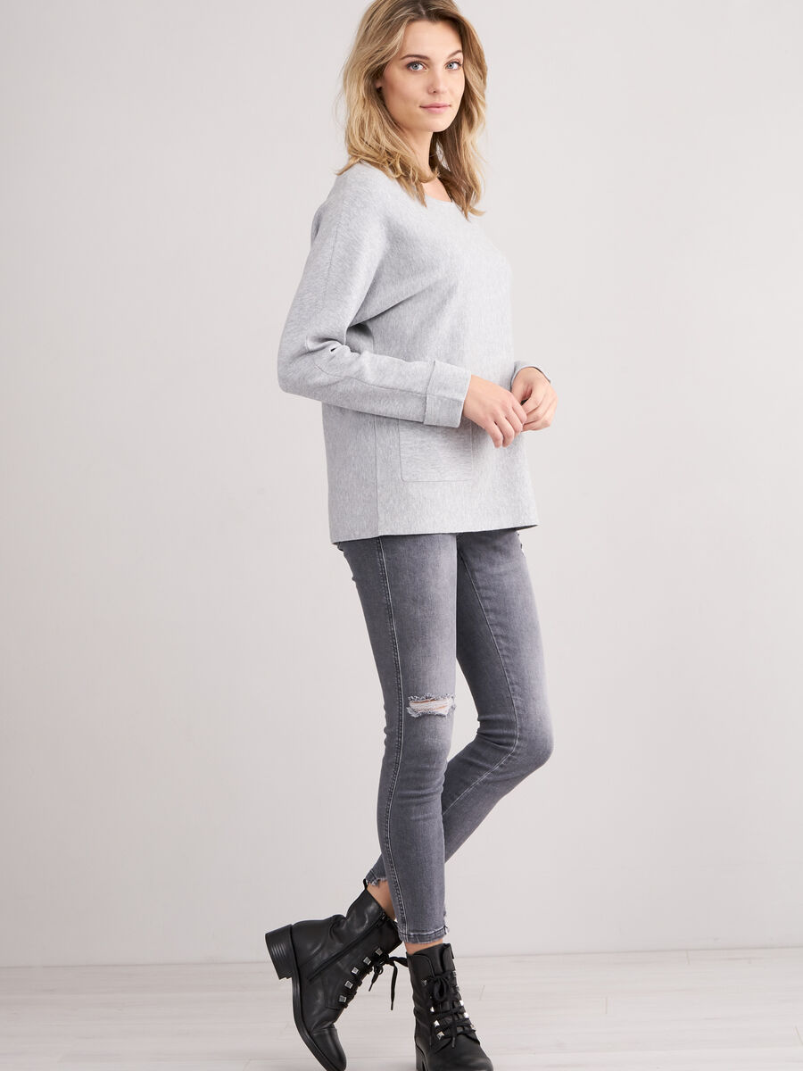 Boat neck sweater with pockets image number 19