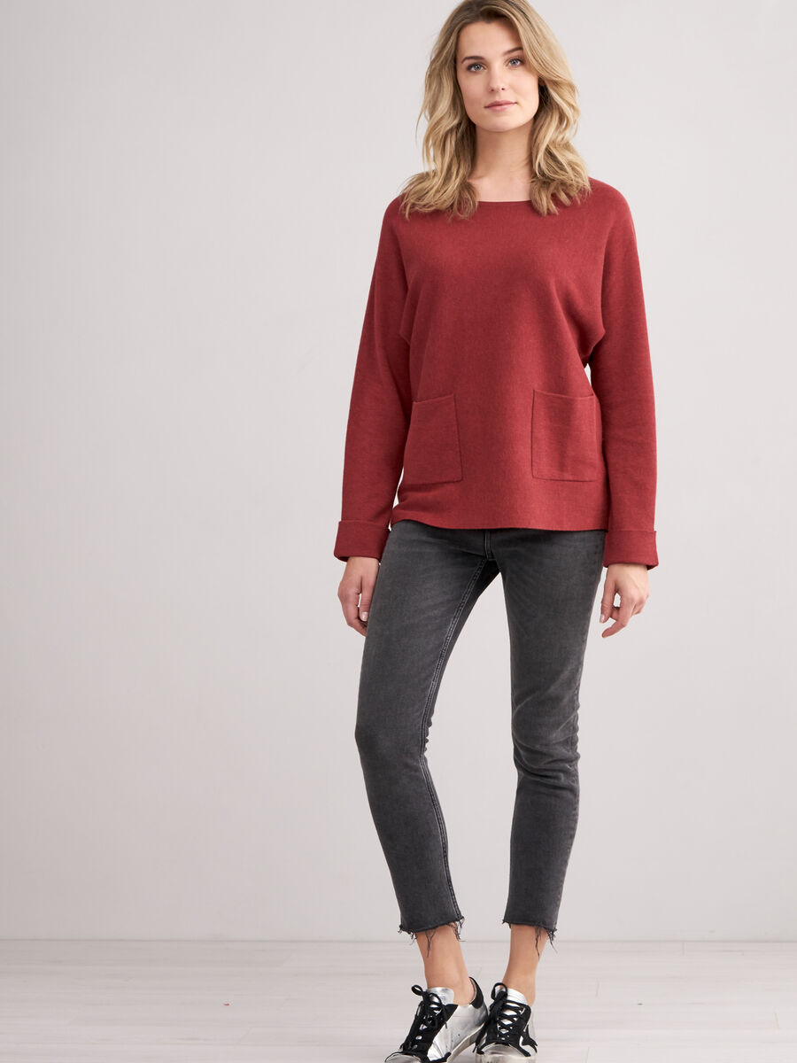 Boat neck sweater with pockets image number 27