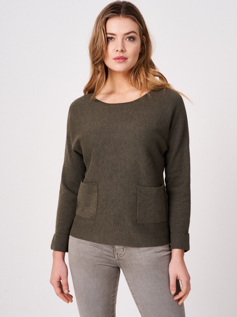 Boat neck sweater with pockets image number 28