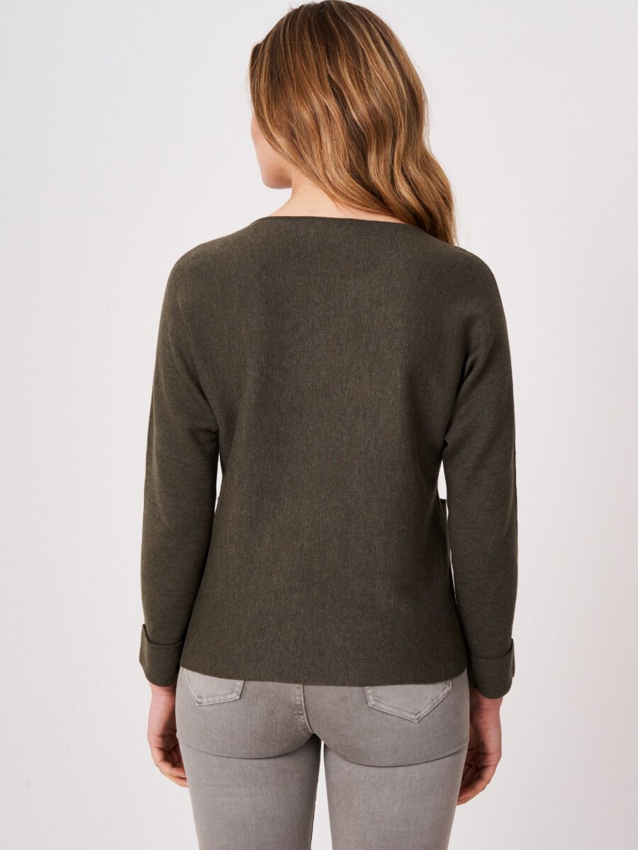 Boat neck sweater with pockets image number 29