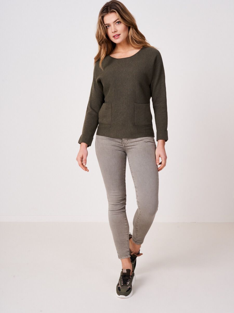 Boat neck sweater with pockets image number 31