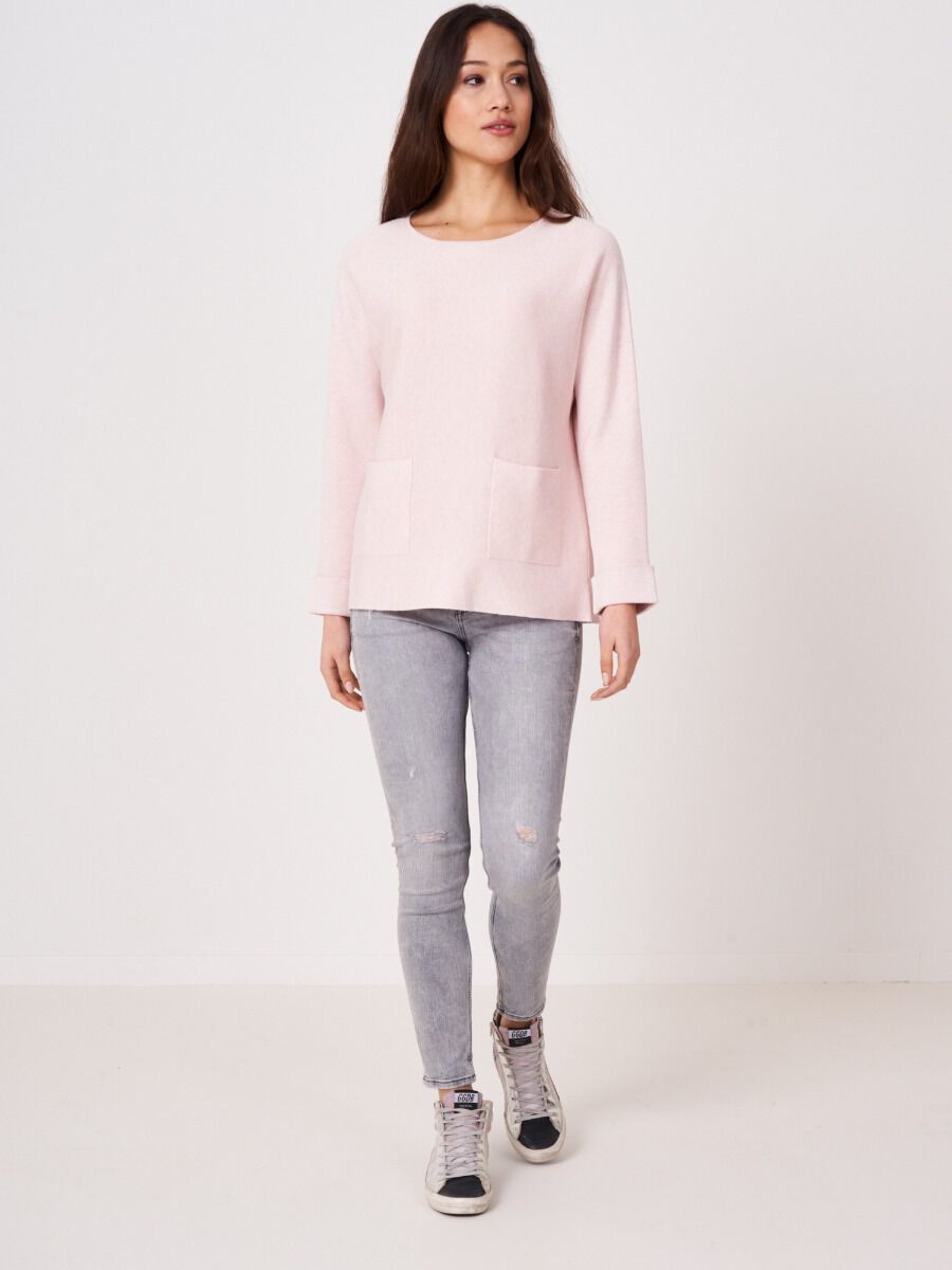 Boat neck sweater with pockets image number 55