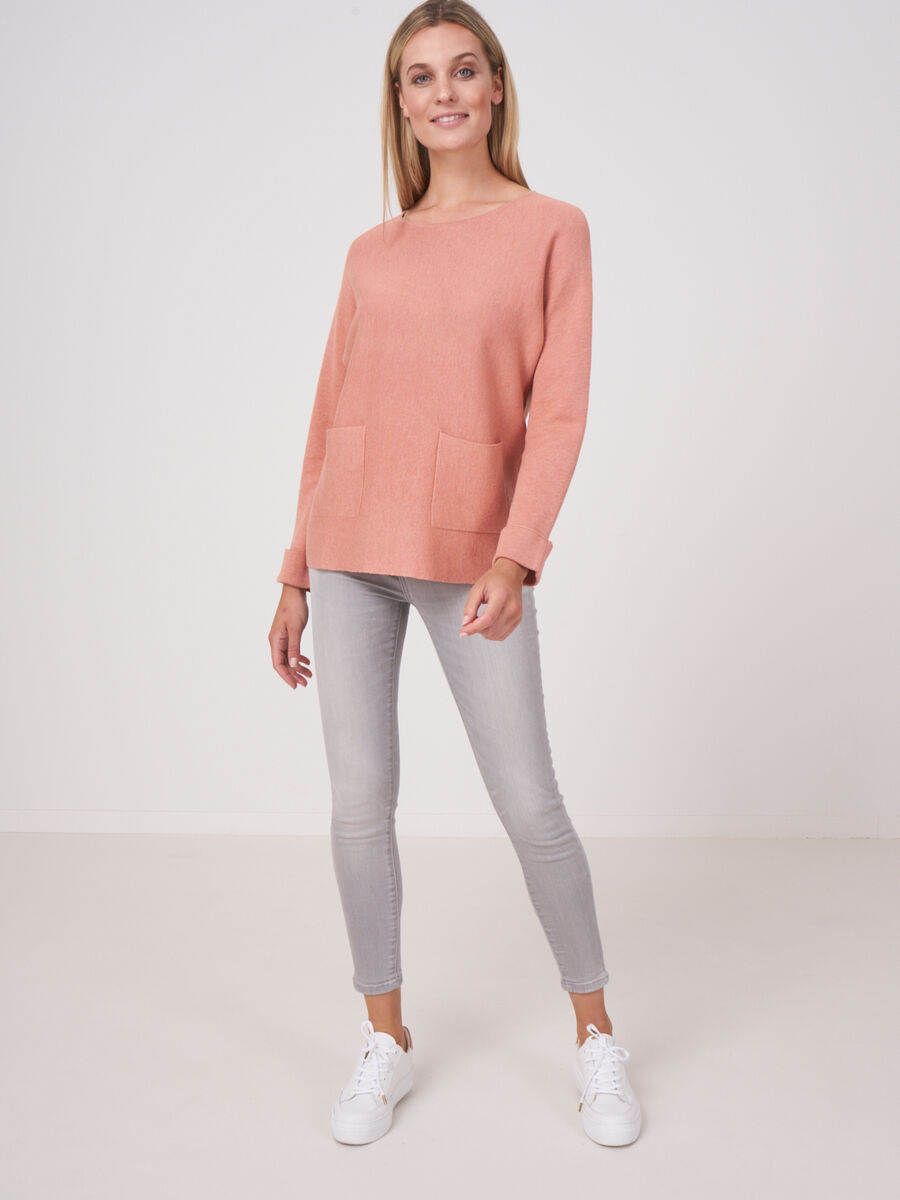 Boat neck sweater with pockets image number 3