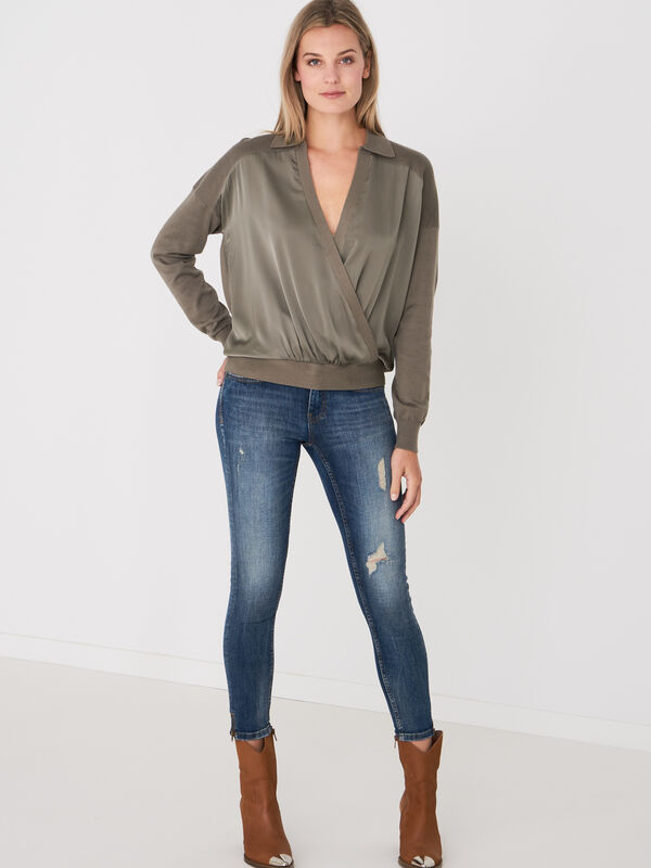 Polotrui met zijden overlappende halslijn image number 3