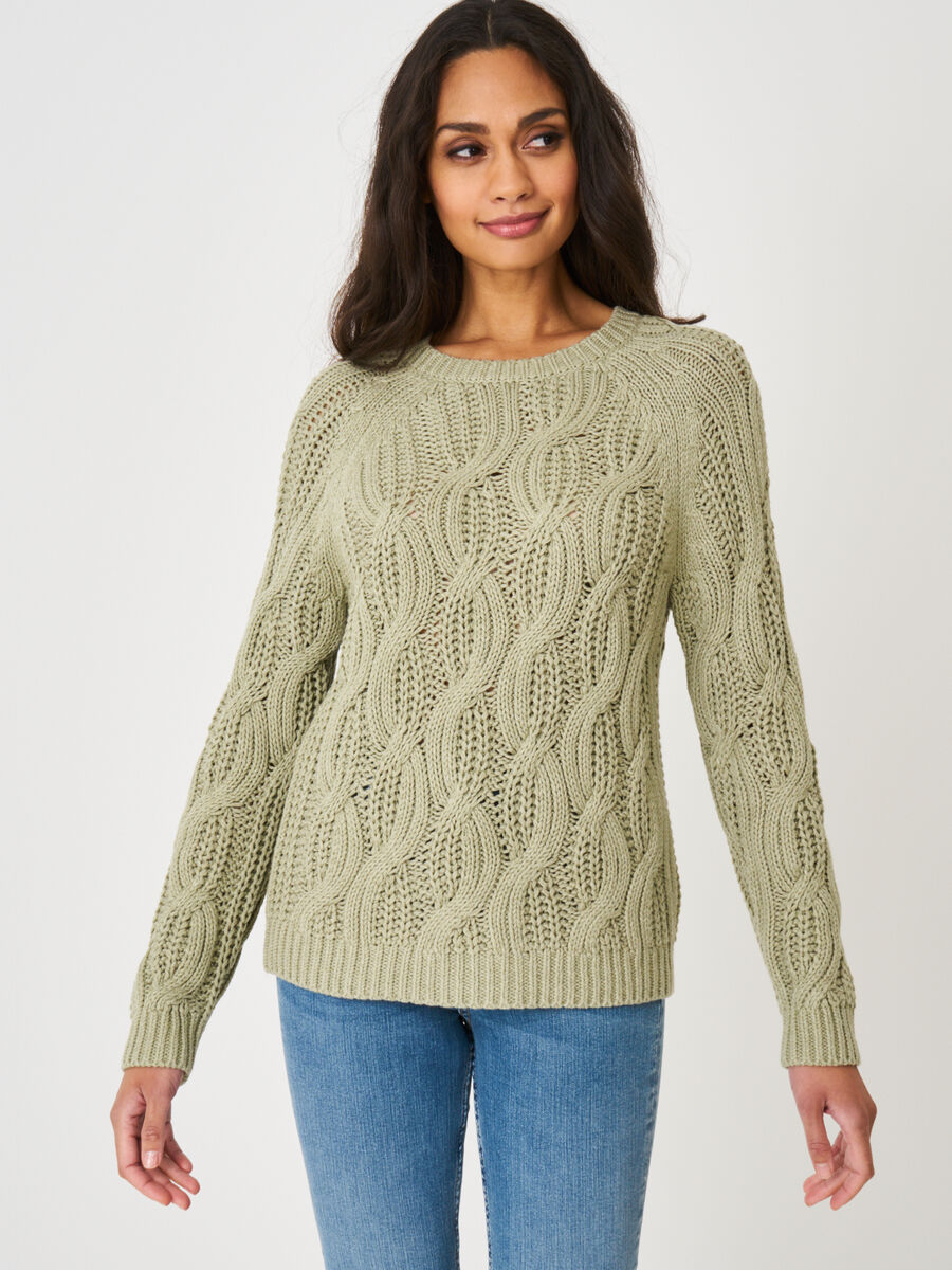 Chunky knit sweater with cable pattern image number 0