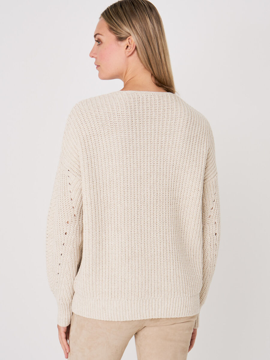 Rippstrick-Pullover mit Pointelle-Details aus italienischer Baumwollmischung image number 1