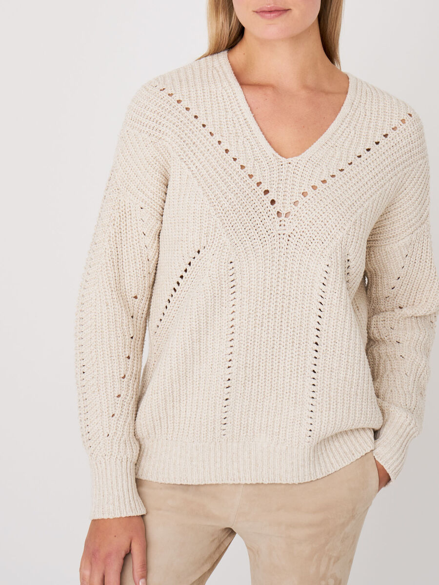 Rippstrick-Pullover mit Pointelle-Details aus italienischer Baumwollmischung image number 2