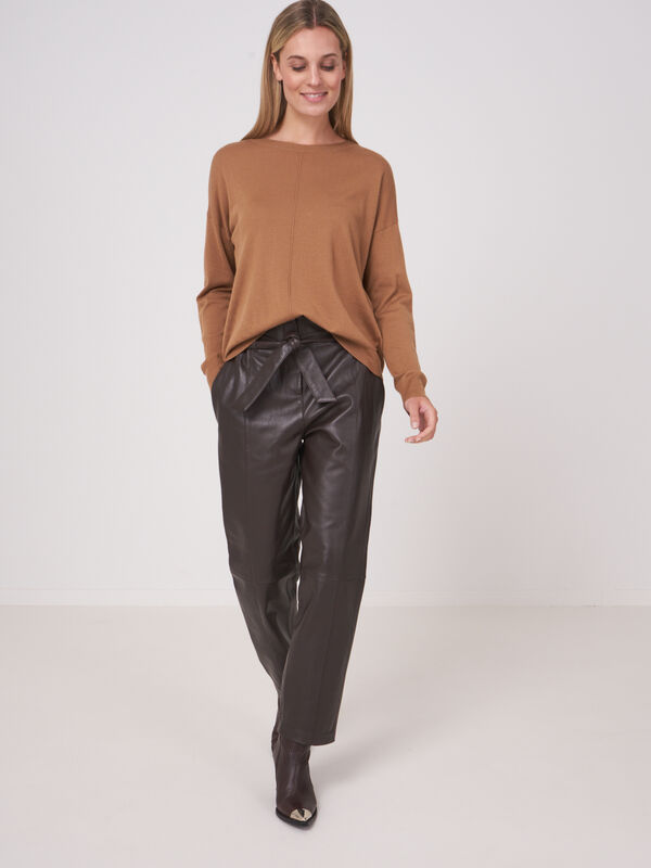 Loose fit super fine knit boat neck sweater image number 3