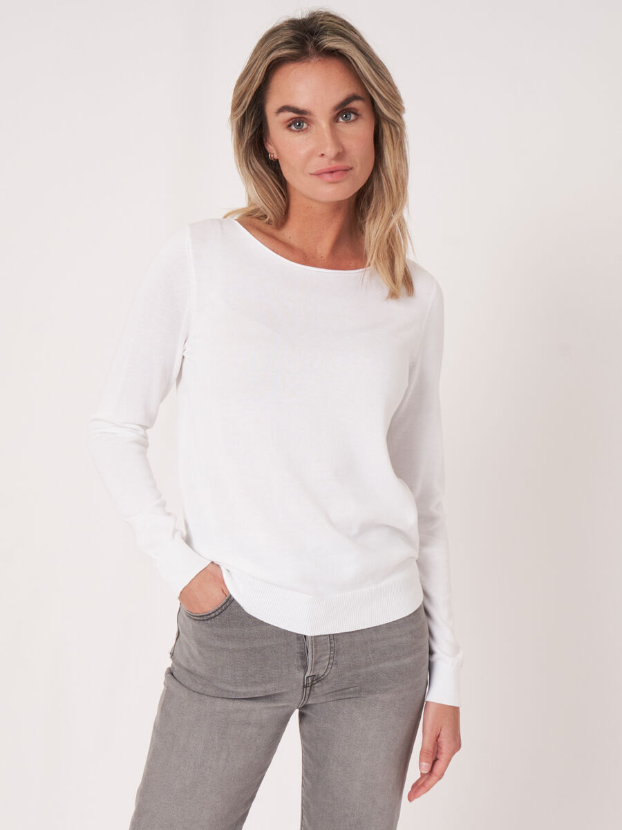 Basic long sleeve pullover in organic cotton blend image number 0