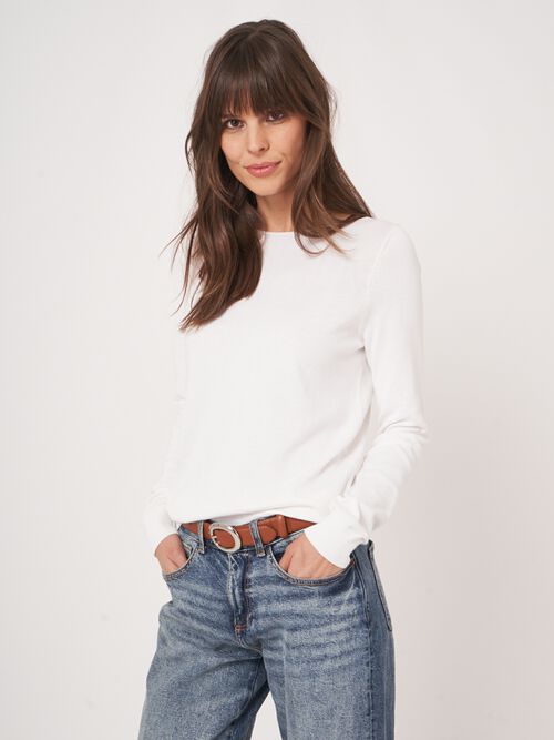 Basic trui met lange mouwen in katoenmix