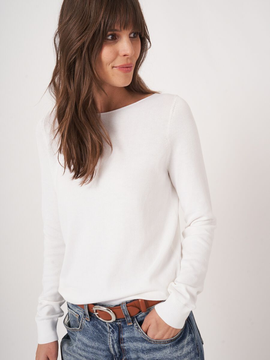 Pull coton mélangé femme — manches longues & coupe droite image number 2