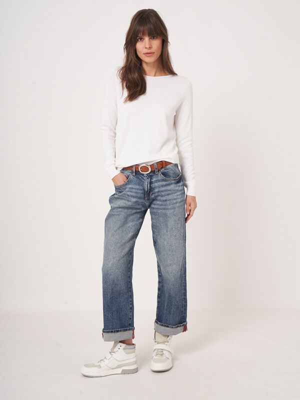 Basic trui met lange mouwen in katoenmix image number 4