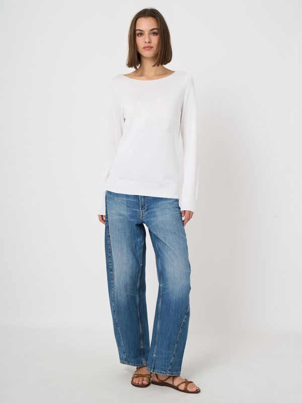 Damen Feinstrickpullover aus Baumwollmix, U-Boot-Ausschnitt image number 4