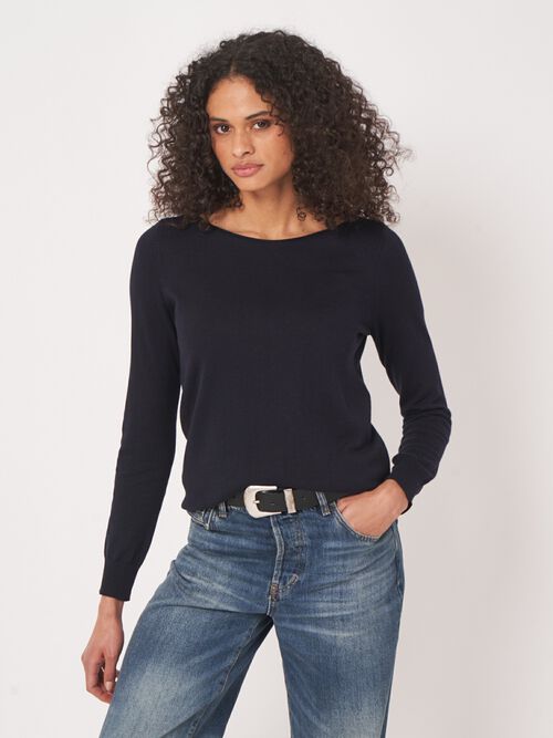 Basic trui met lange mouwen in katoenmix