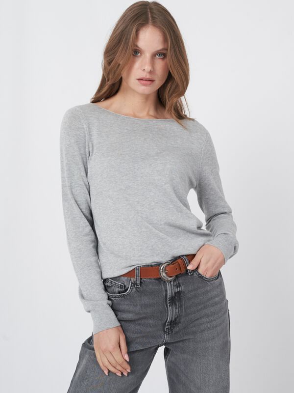 Basic long sleeve pullover in organic cotton blend image number 0